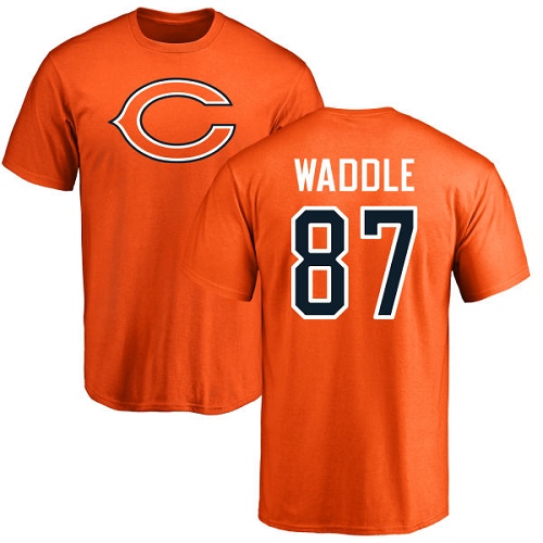 Chicago Bears Men Orange Tom Waddle Name and Number Logo NFL Football 87 T Shirt